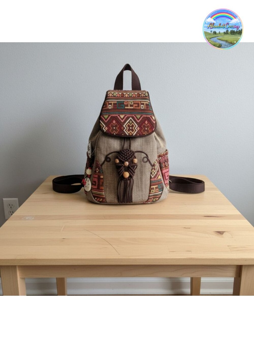 Canvas Sling Backpack Convertible Boho Woven Casual Daypack